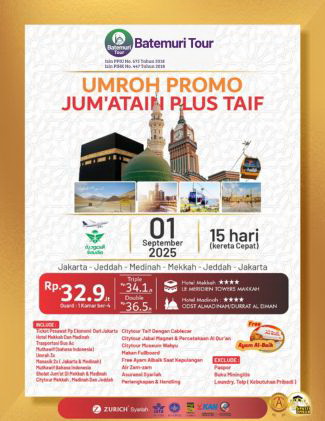 Umrah Promo, Umrah Jumatan , Umrah Plus Thaif, Plus Kereta Cepat, Umrah 15 hari, Umrah September  2025